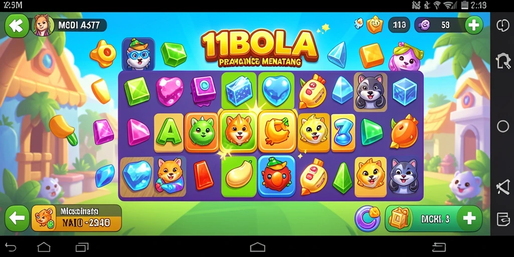 Tampilan gameplay seru dalam 11BOLA yang penuh warna.