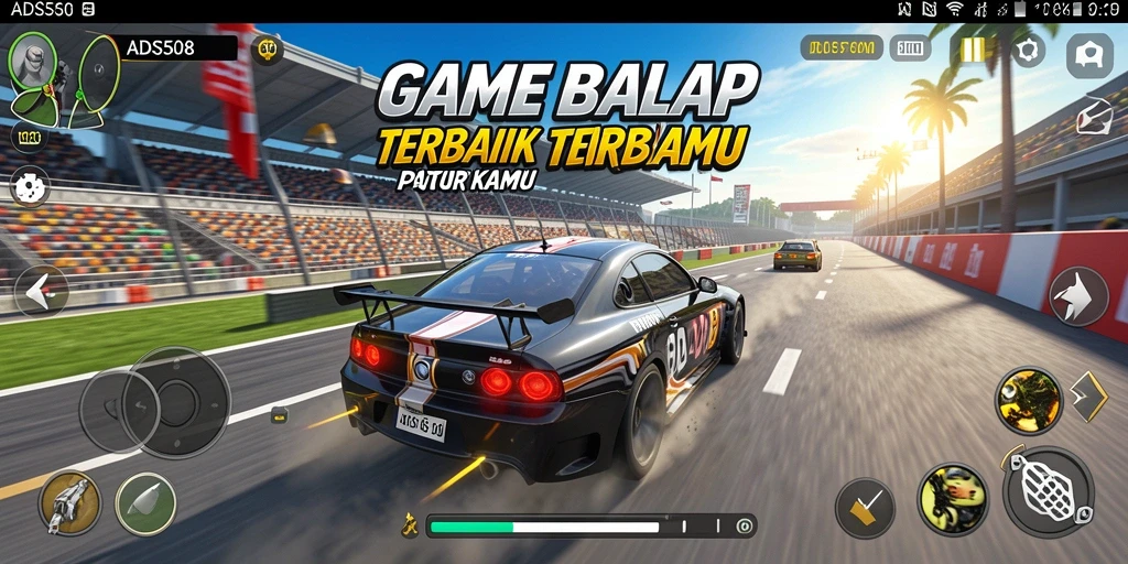 Tampilan gameplay menarik dengan balapan seru dalam ADS508.