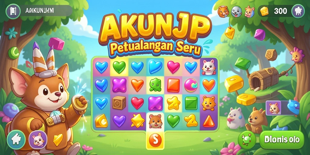 Gameplay AKUNJP yang seru dan penuh warna dalam dunia Match-3.