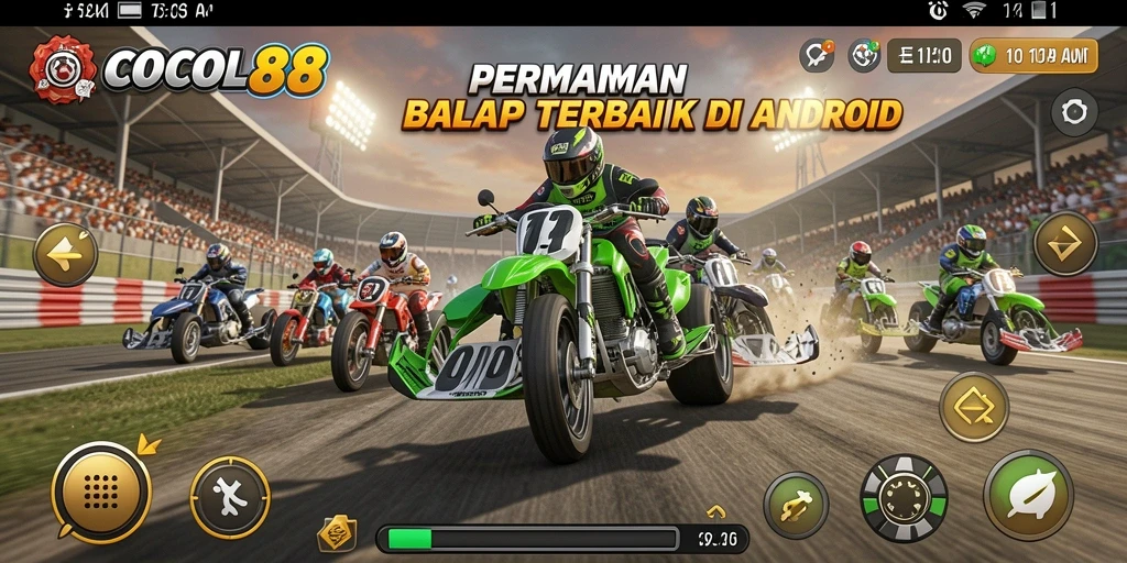 Tampilan gameplay menegangkan dalam balapan cepat COCOL88.
