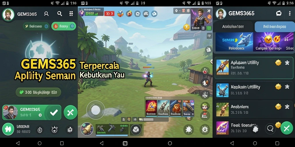 Tampilan utama GEMS365 menunjukkan antarmuka aplikasi Utility yang sederhana dan fungsional.