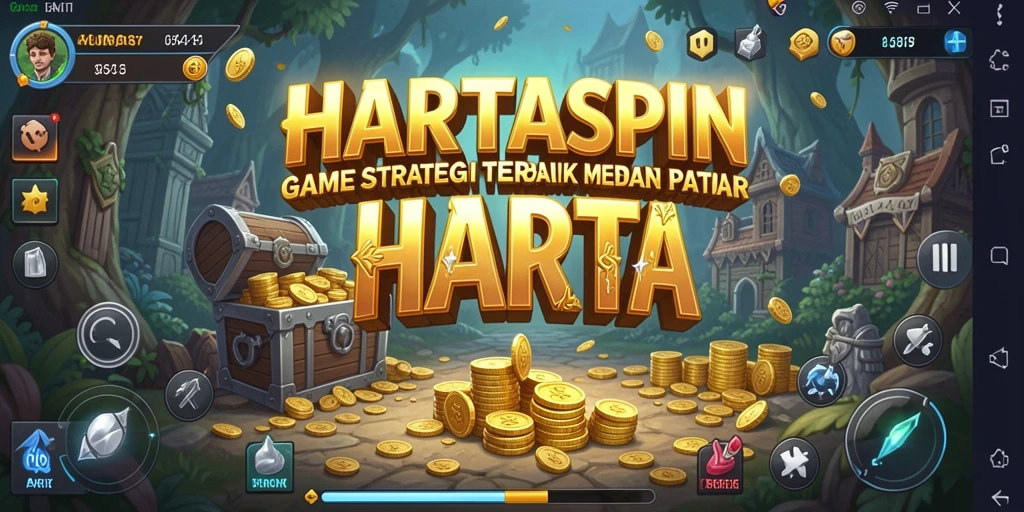 Tampilan gameplay HARTASPIN yang epik dan menantang.