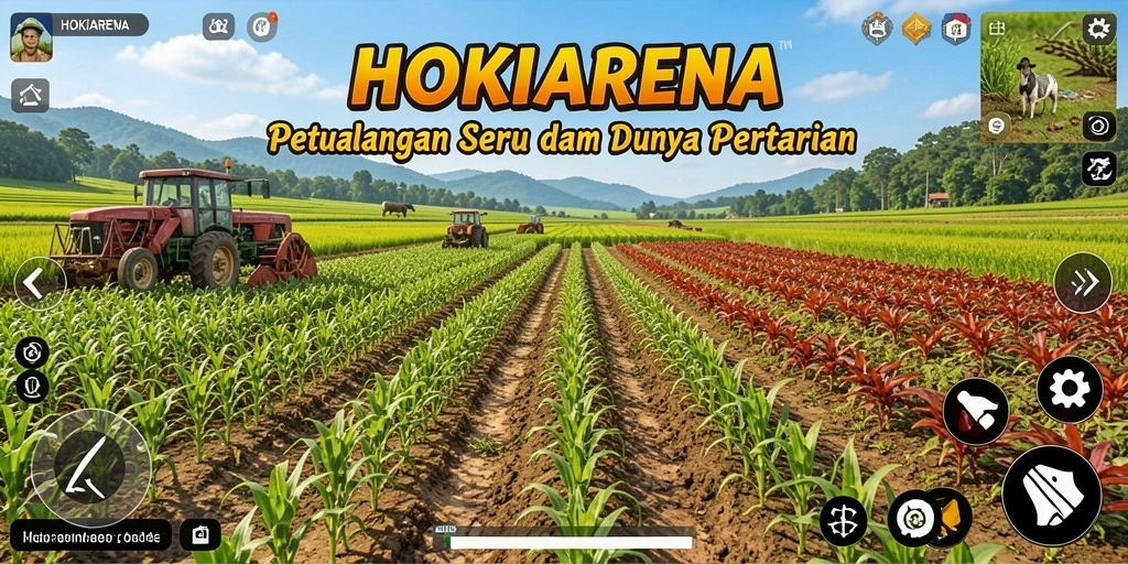 Gameplay seru dalam HOKIARENA saat merawat tanaman dan hewan.