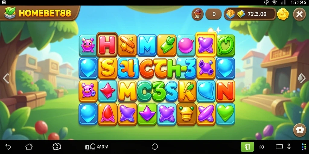 Tampilan gameplay HOMEBET88 yang menarik dalam genre Match-3.
