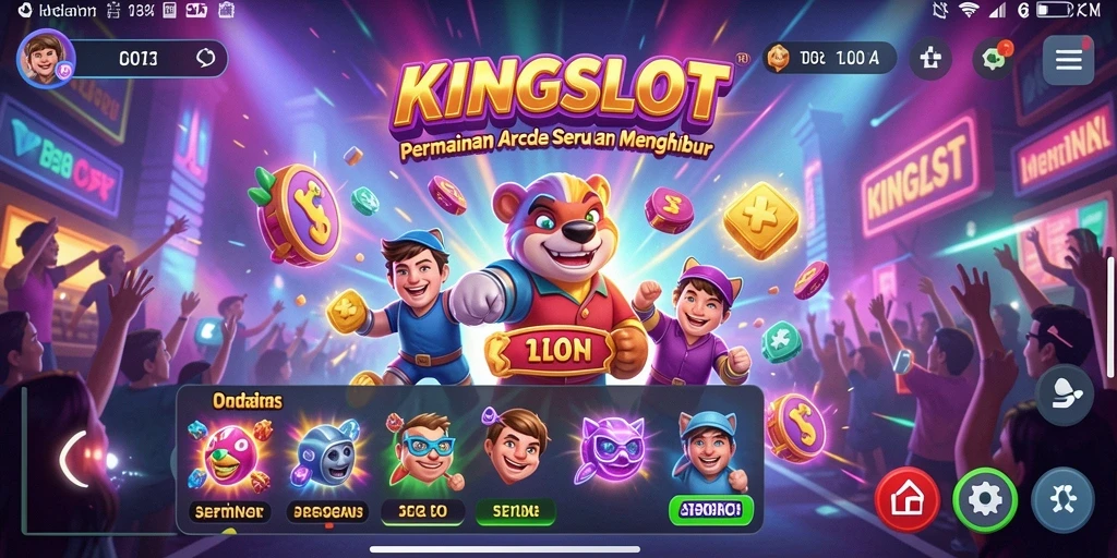 Gameplay KINGSLOT yang seru dengan tampilan warna-warni.