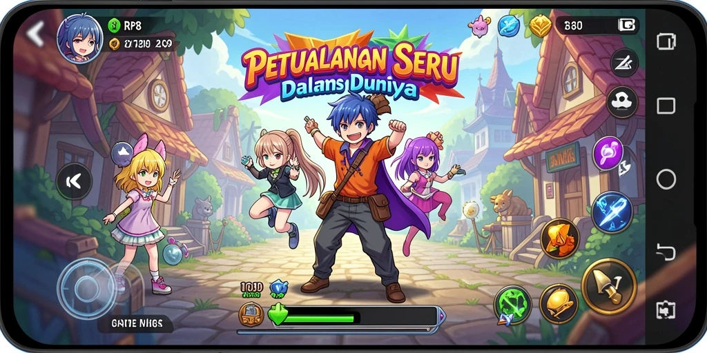 Tampilan gameplay RP8 dengan karakter anime yang menawan.