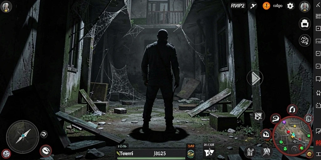 Tampilan gameplay seram di dunia kegelapan dan teror.