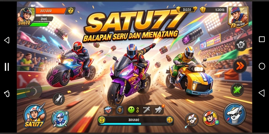 Tampilan gameplay seru di SATU77 dengan kecepatan tinggi.