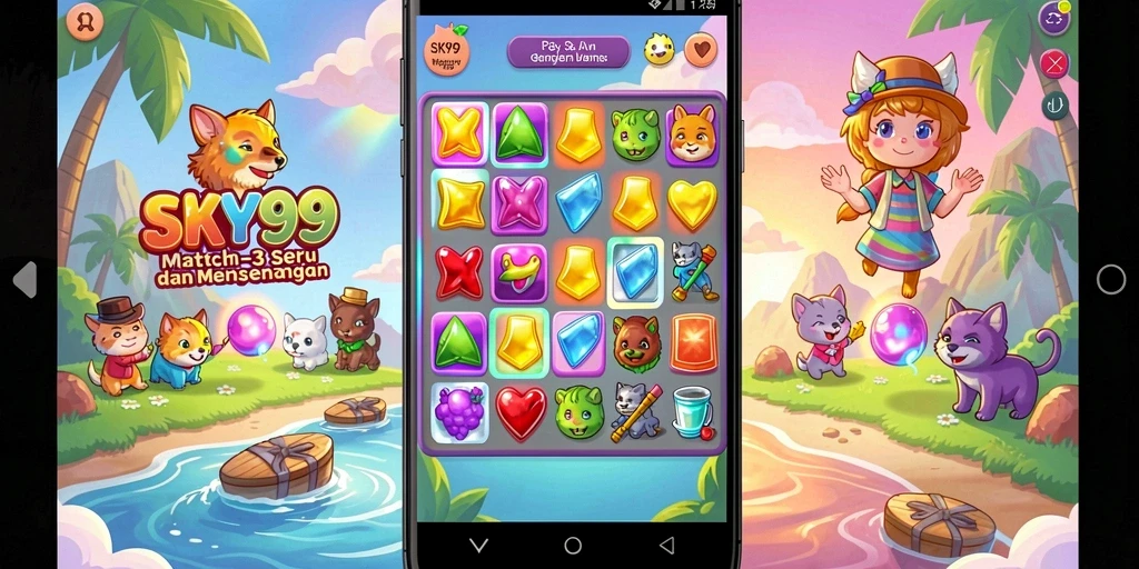 Screenshot utama SKY99 menampilkan gameplay seru permainan Match-3.
