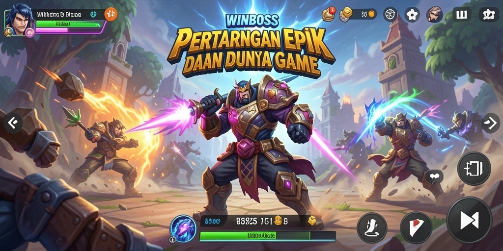 Tampilan gameplay seru dalam WINBOSS dengan serangan karakter yang dinamis.